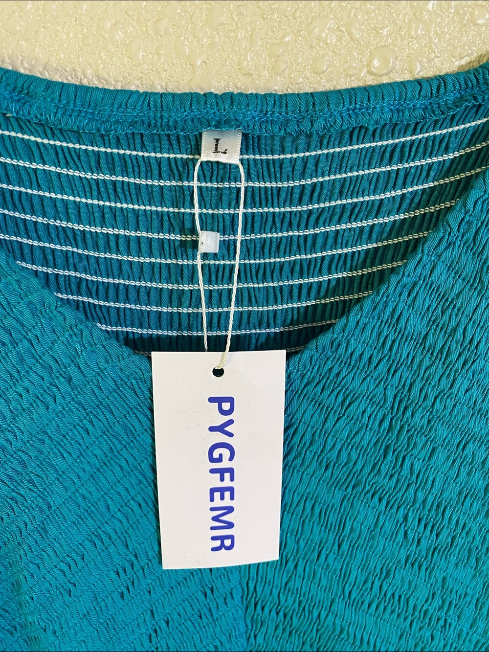 Turquoise Ruched Bodice with Ruffle Hem Midi Dress Size L - Picture 6 of 10